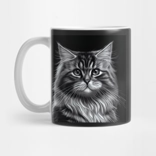 Beautiful Maine Coon Tabby Cat In Black and White Mug